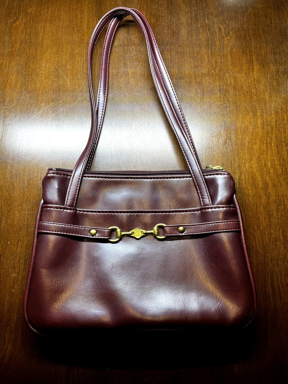 Vintage Joan & David JH Oxblood Horsebit Shoulder Bag 90s Equestrian